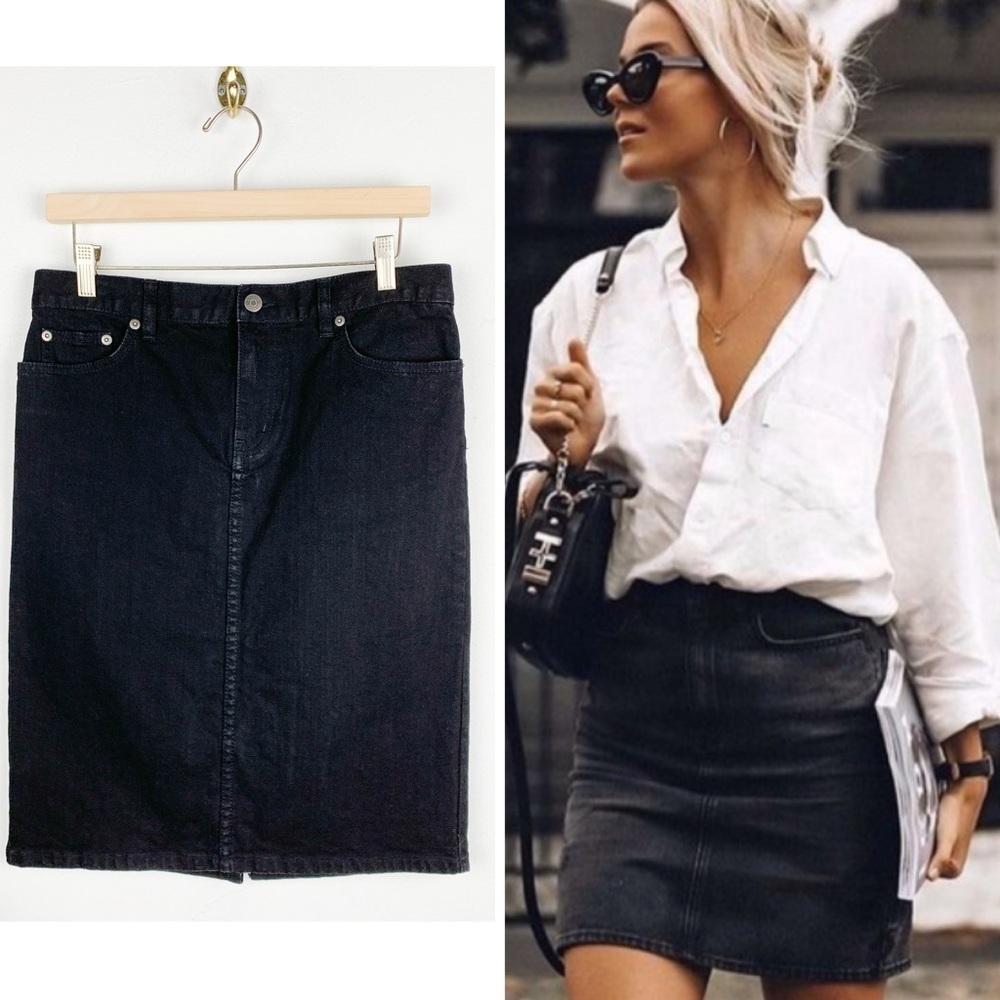 Lauren Jeans Co. Ralph Lauren Black High Waisted Denim Mini Skirt Sz 4